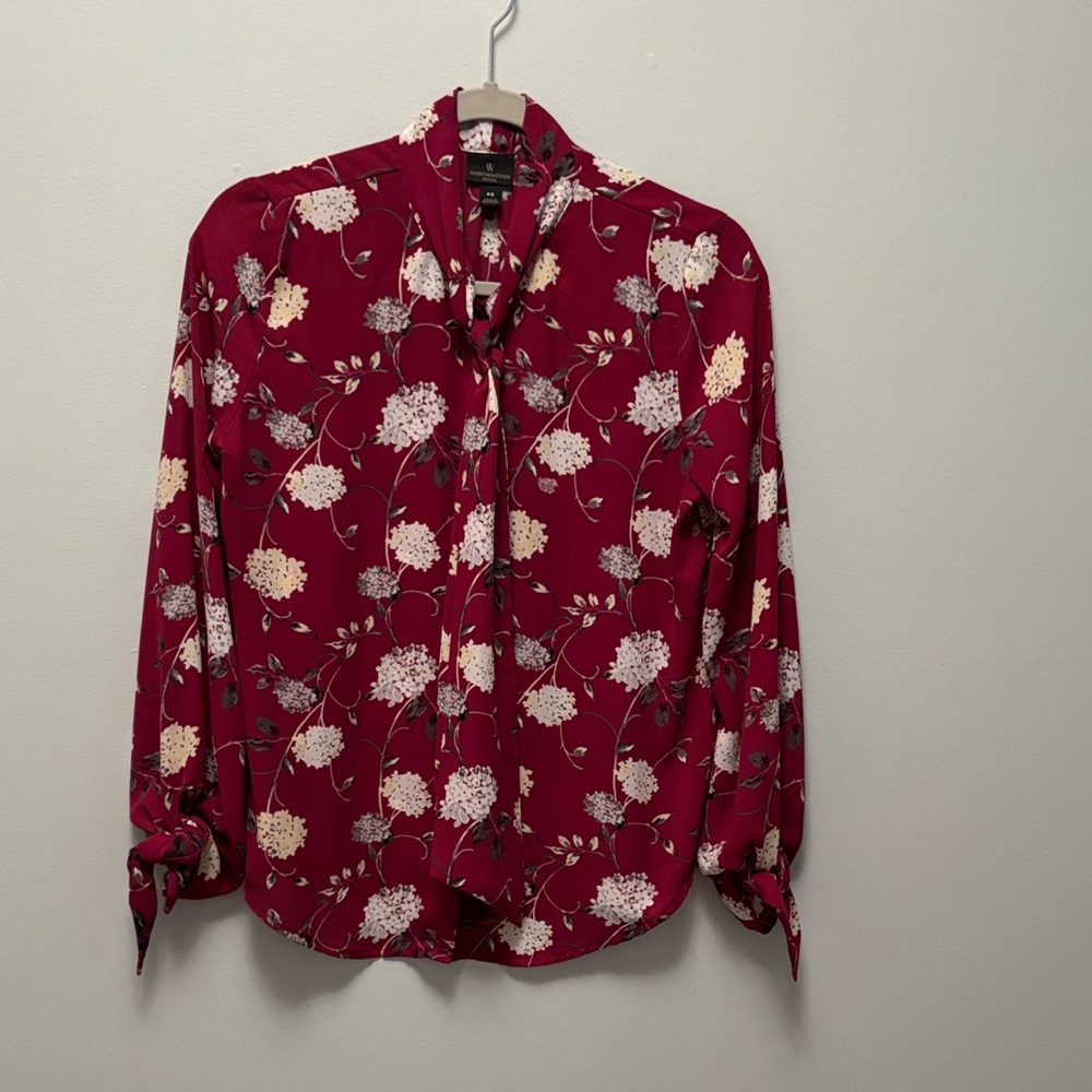 Worthington Burgundy Floral Blouse